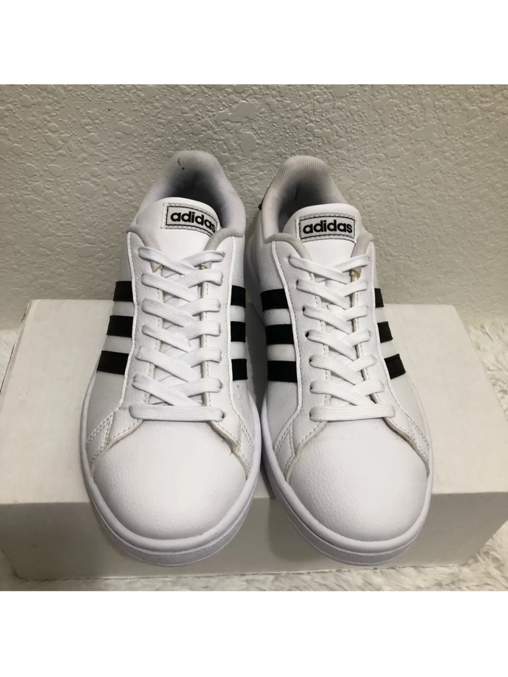 adidas White Sneakers with black Three Stripes